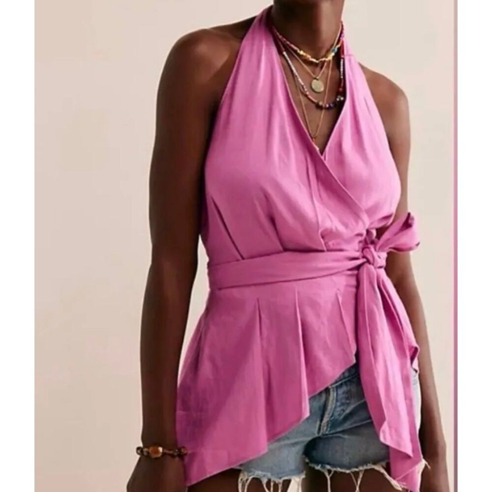 Free People Kyra Halter Wrap in Opera Mauve Size S